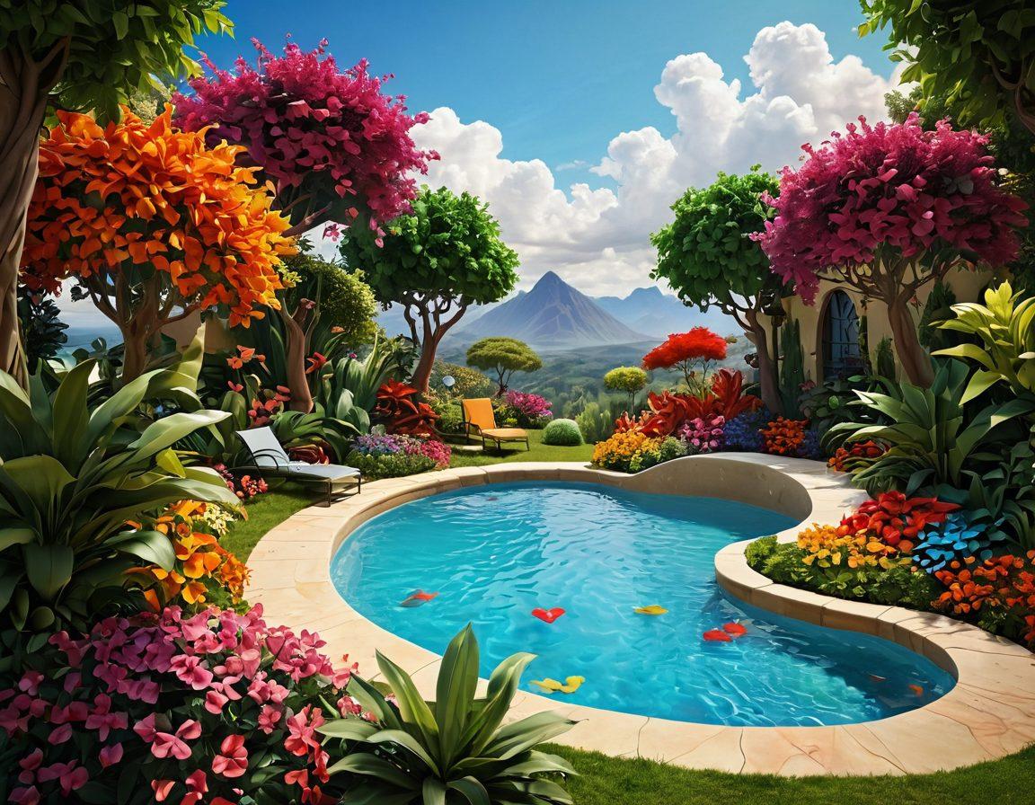 A lush, inviting environment featuring a curvaceous landscape, symbolizing joy and pleasure. Include vibrant, swirling colors that evoke a sense of adventure and excitement. Integrate playful shapes and silhouettes that represent adult entertainment in a tasteful manner. Adding interactive elements like floating hearts and abstract forms to enhance engagement. super-realistic. vibrant colors. 3D.